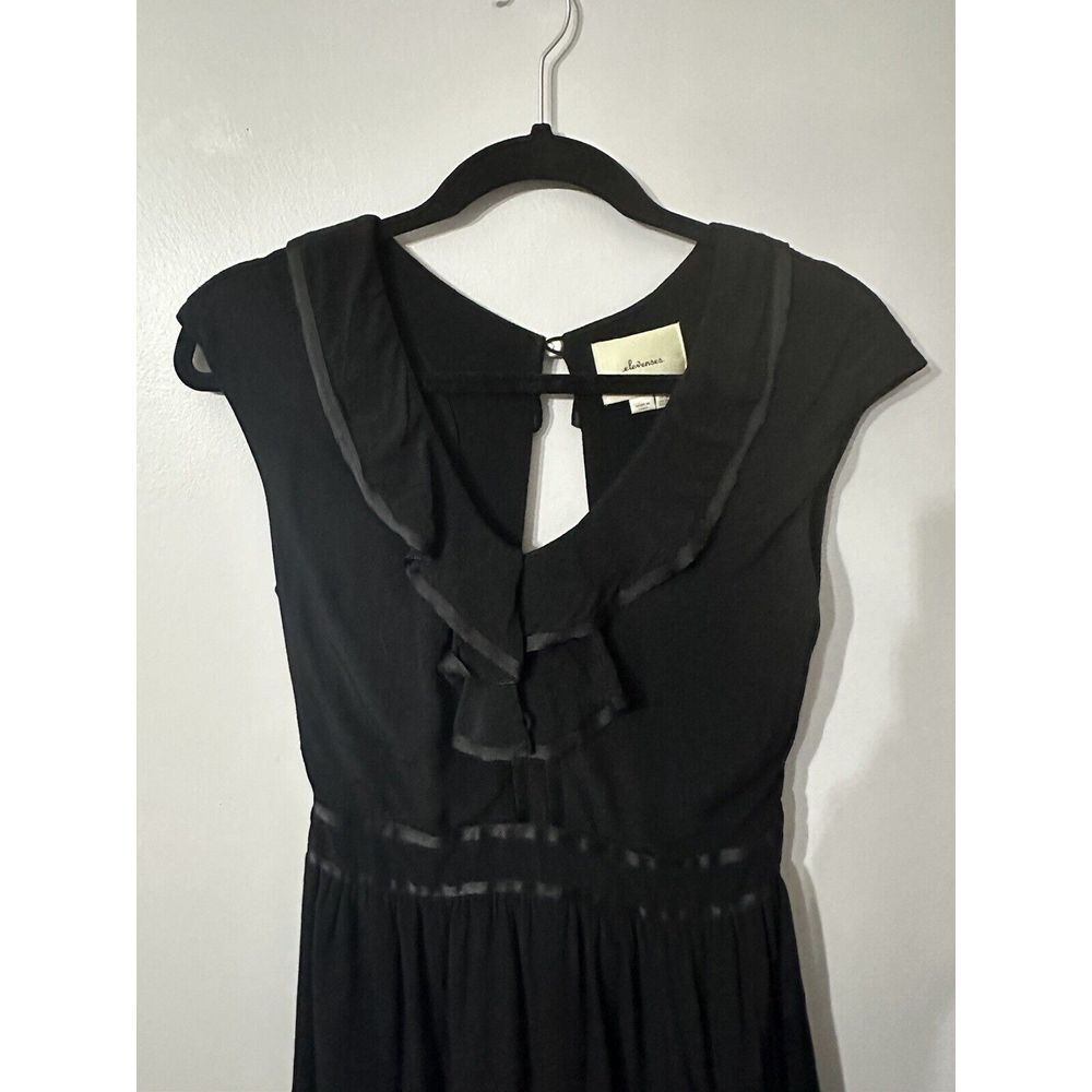 Anthrpologie Elevenses Romper womens 0 black‎ ruffle button cutout boho feminine